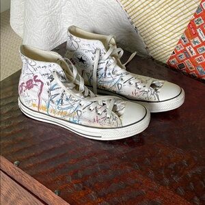 Converse White High-Tops with Artistic Graffiti
